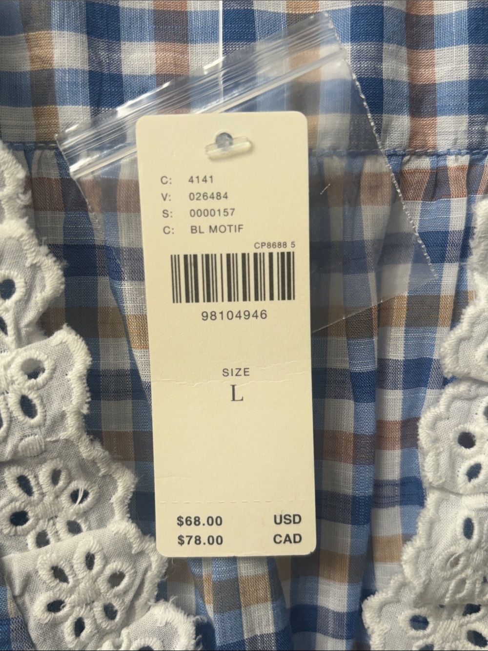Anthropologie Blue and Brown Plaid Button Down Top - Picture 2 of 3